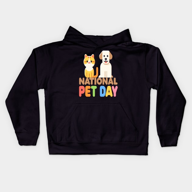 Colorful Companions: National Pet Day Celebration Kids Hoodie by maknatess